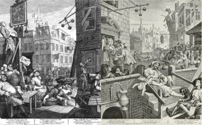 Beer Street and Gin Lane by Hogarth