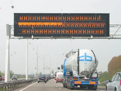 crashed motorway sign
