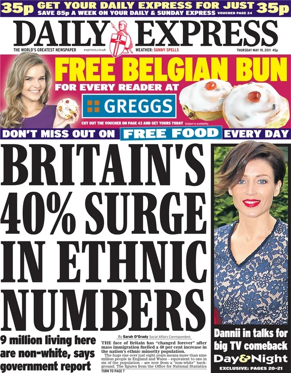 BRITAIN'S 40% SURGE IN ETHNIC NUMBERS
