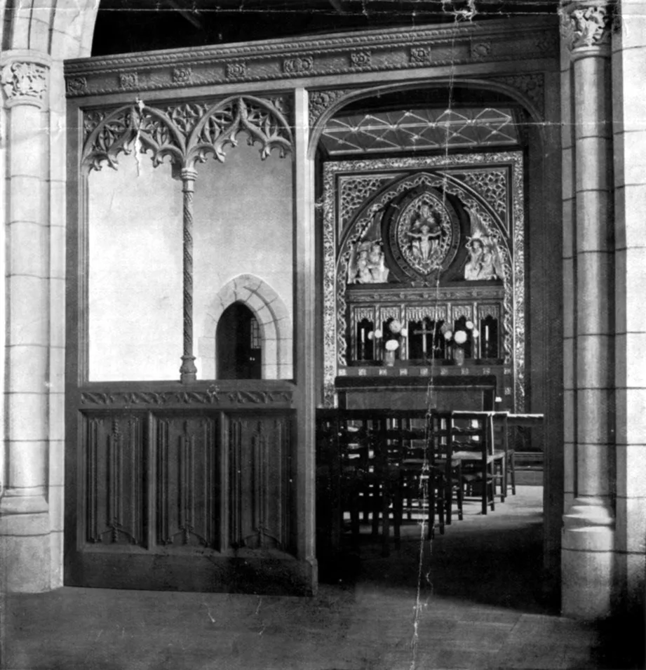 Photo of chapel screen and reredos