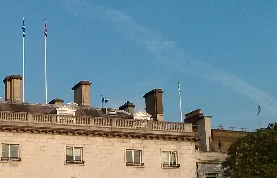 Scottish flags flying in London, September 2014