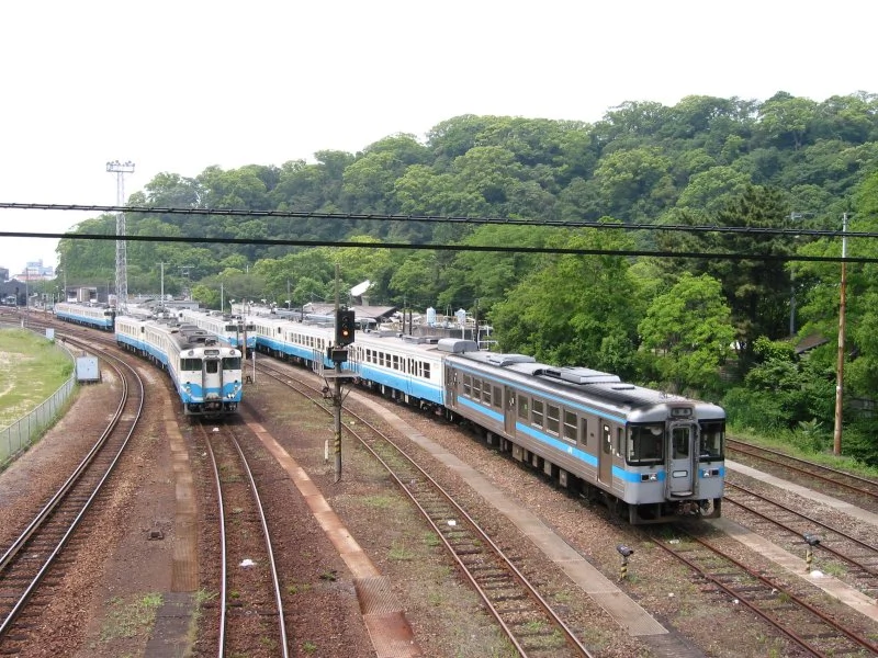 Trains outside Tokushima station