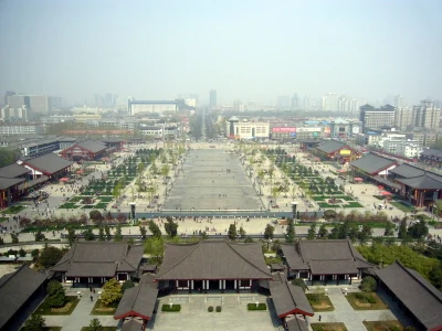 Looking north at Xi'an from the top of the Big Wild Goose Pagoda