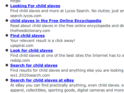 Ads selling child slaves