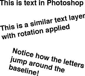 Example of Photoshop rotating text incorrectly